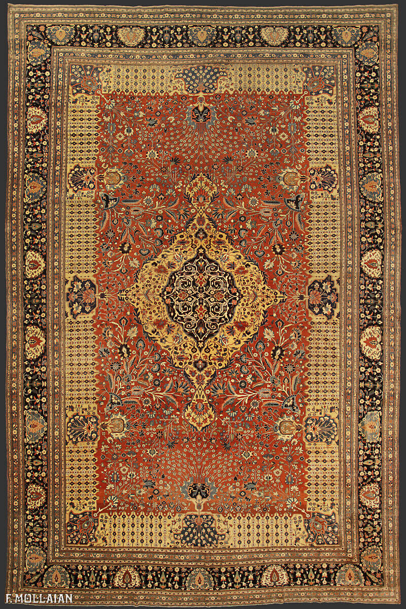 Tappeto Molto Grande Persiano Antico Kashan Mohtasham n°:36868895